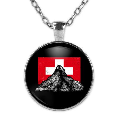 Walliser Alpen Schweiz - Halskette mit Anhänger berge Silber