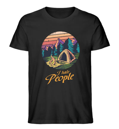 I hate People - Herren Premium Organic T-Shirt camping Schwarz