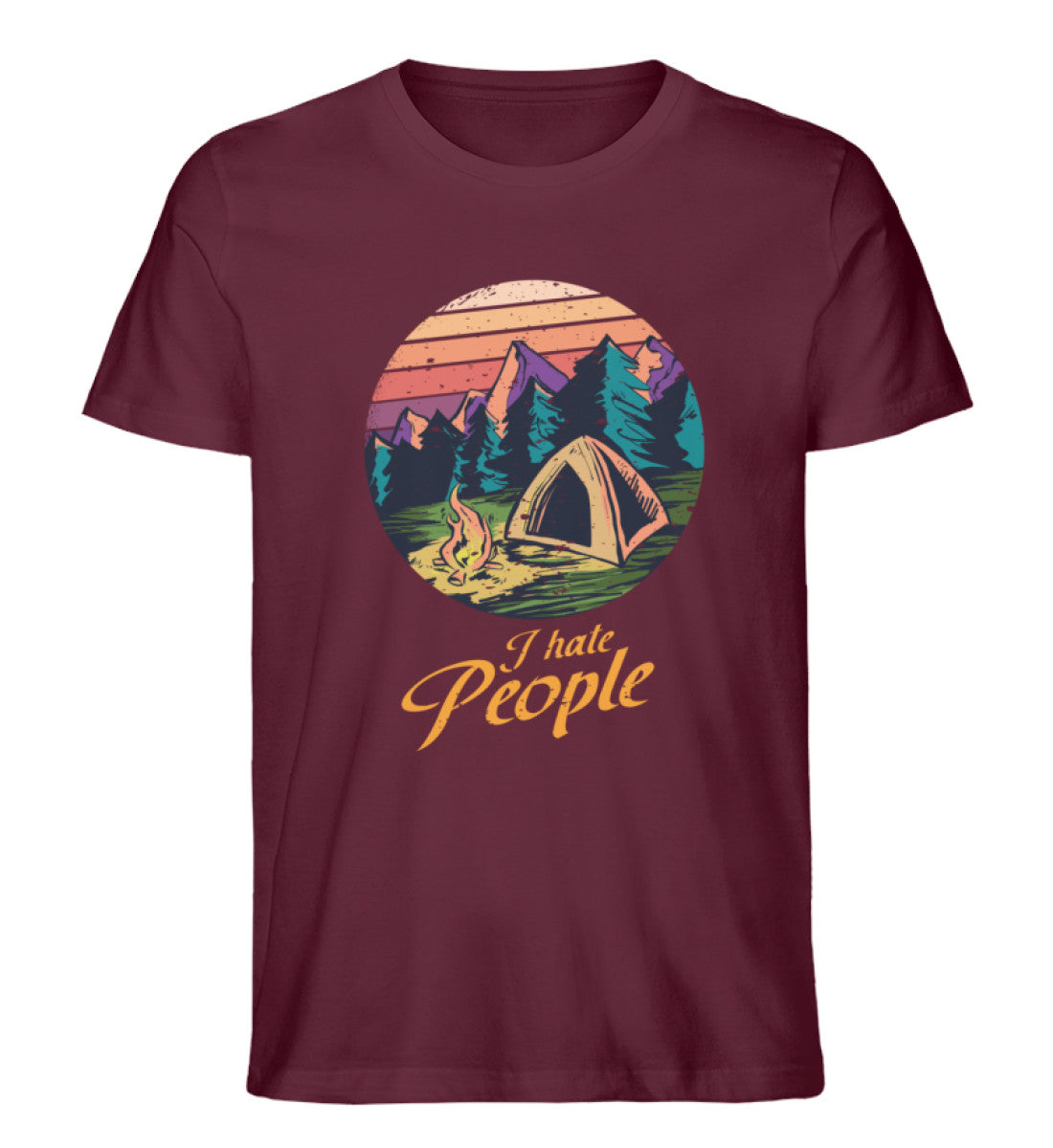 I hate People - Herren Premium Organic T-Shirt camping Weinrot