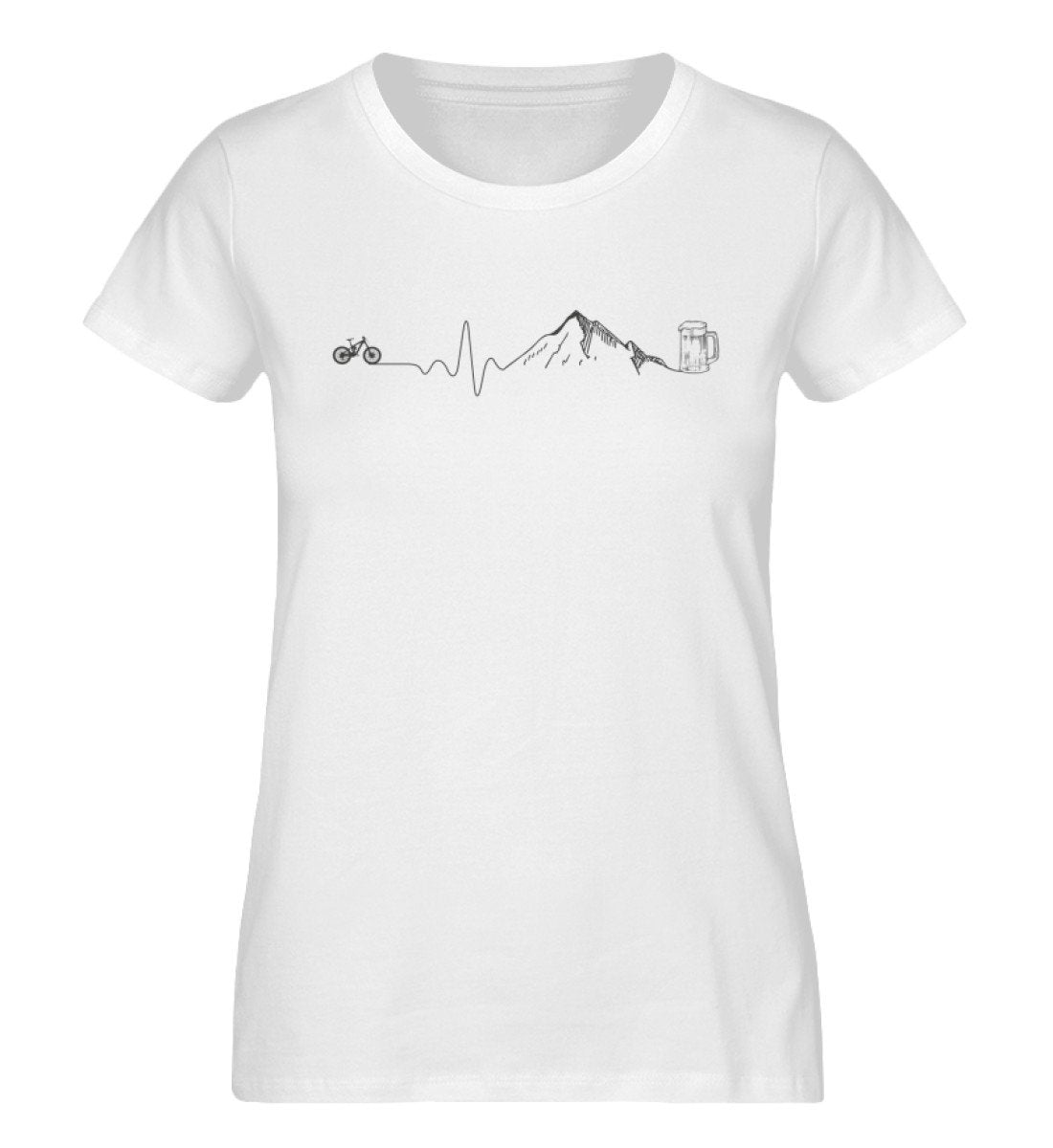 Herzschlag Berge, Bike und Bier - Damen Organic T-Shirt mountainbike Weiß
