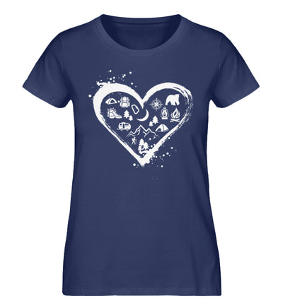 Abenteurer im Herzen - Damen Premium Organic T-Shirt camping wandern Navyblau