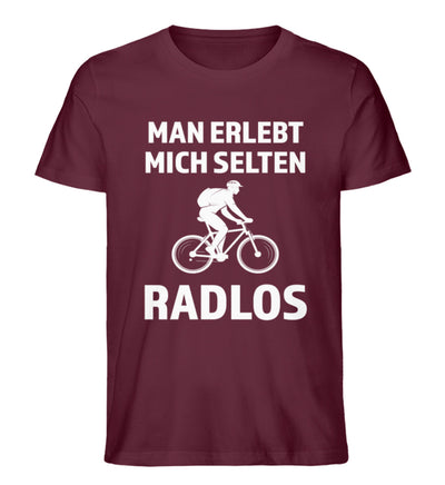 Man erlebt mich selten radlos - Herren Premium Organic T-Shirt fahrrad mountainbike Weinrot