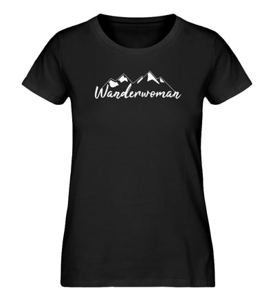 Wanderwoman. - Damen Premium Organic T-Shirt Schwarz