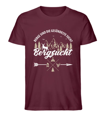 Bergsucht - Herren Premium Organic T-Shirt berge klettern Weinrot
