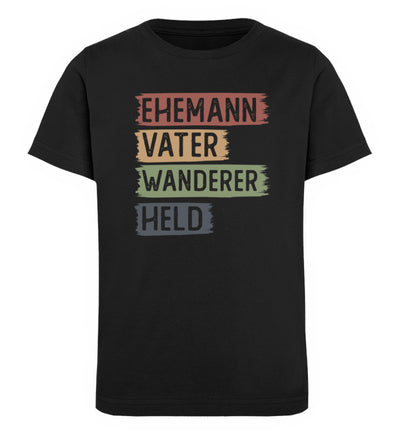 Ehemann, Vater, Wanderer, Held - Kinder Premium Organic T-Shirt wandern Schwarz