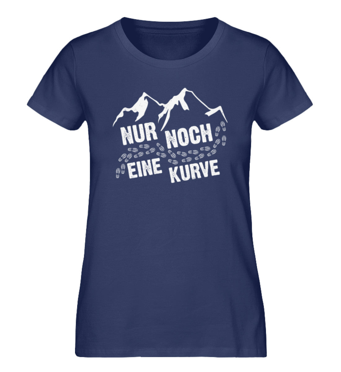 Nur noch eine Kurve - (B.W.) - Damen Organic T-Shirt berge wandern Navyblau