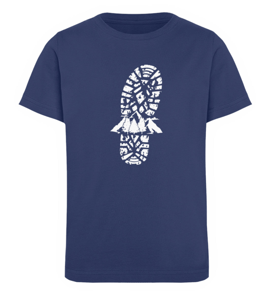 Berge und Wanderschuh Abdruck - Kinder Premium Organic T-Shirt berge wandern Navyblau