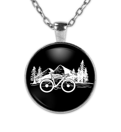 Fahrrad und Berge - Halskette mit Anhänger fahrrad mountainbike Silber