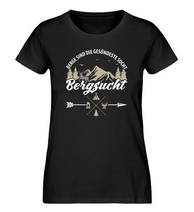 Bergsucht - Damen Organic T-Shirt berge klettern Schwarz