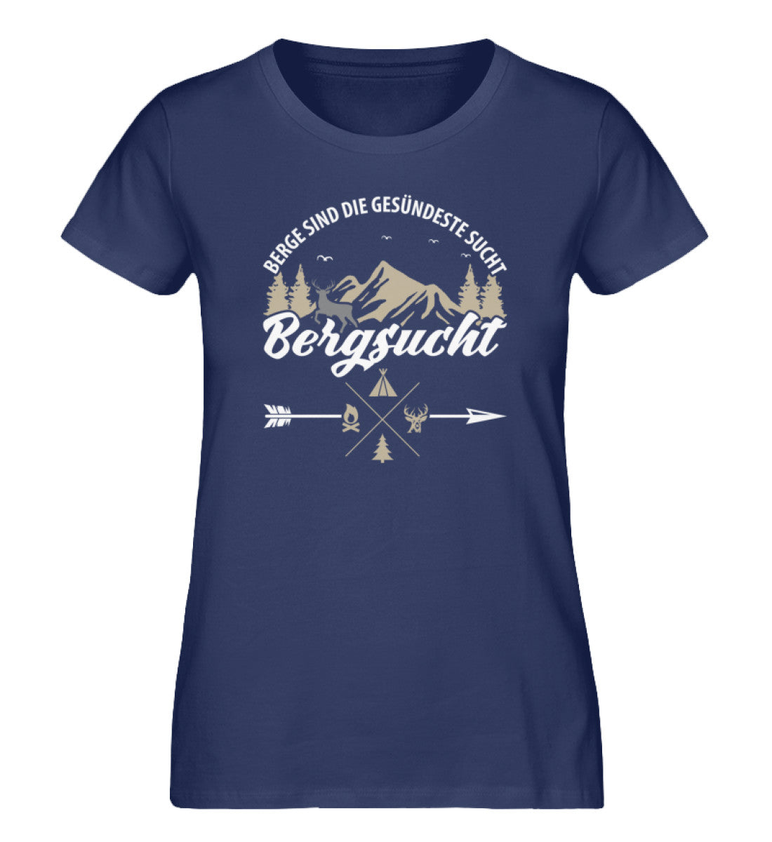 Bergsucht - Damen Organic T-Shirt berge klettern Navyblau