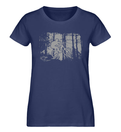 Mountainbiken im Wald - Damen Organic T-Shirt mountainbike Navyblau