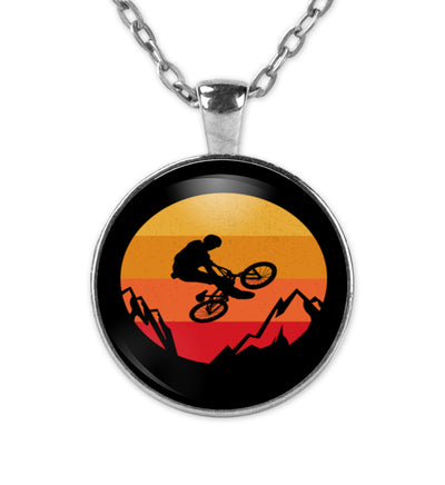 Stuntbiker - Halskette mit Anhänger mountainbike Silber