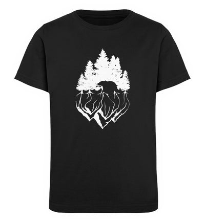Bäume und Bär Abstrakt - Kinder Premium Organic T-Shirt berge camping Schwarz