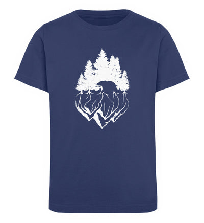 Bäume und Bär Abstrakt - Kinder Premium Organic T-Shirt berge camping Navyblau