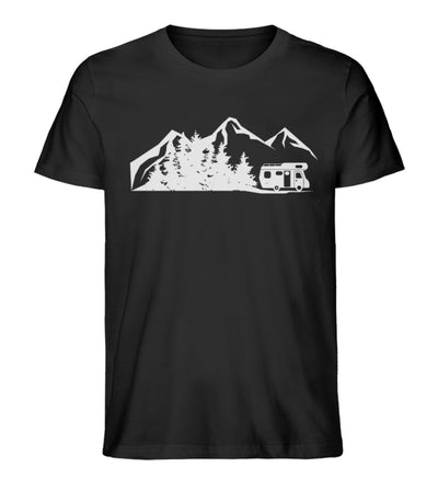Berglandschaft und Wohnmobil - Herren Organic T-Shirt camping Schwarz
