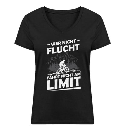 Wer nicht flucht wandert nicht am Limit - Damen Organic V-Neck Shirt fahrrad mountainbike Schwarz