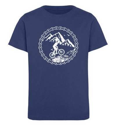Uphill Mountainbiken - Kinder Premium Organic T-Shirt Navyblau