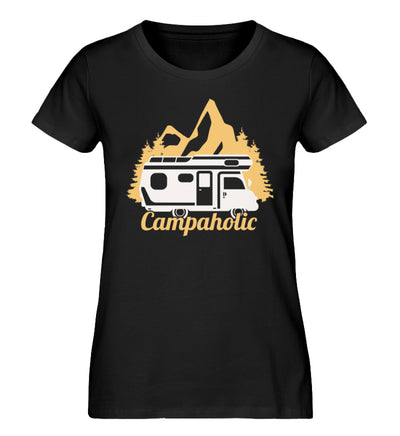 Campaholic. - Damen Organic T-Shirt camping Schwarz