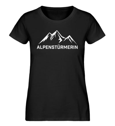 Alpenstürmerin - Damen Premium Organic T-Shirt berge wandern Schwarz
