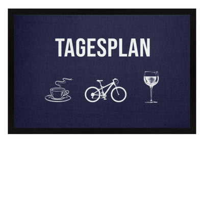 Tagesplan Kaffee, Fahrrad und Wein - Fußmatte mit Gummirand-BERGLUST