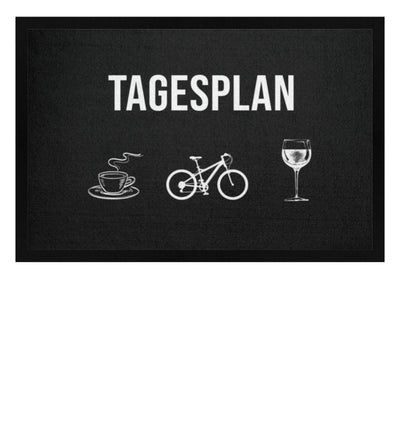 Tagesplan Kaffee, Fahrrad und Wein - Fußmatte mit Gummirand-BERGLUST