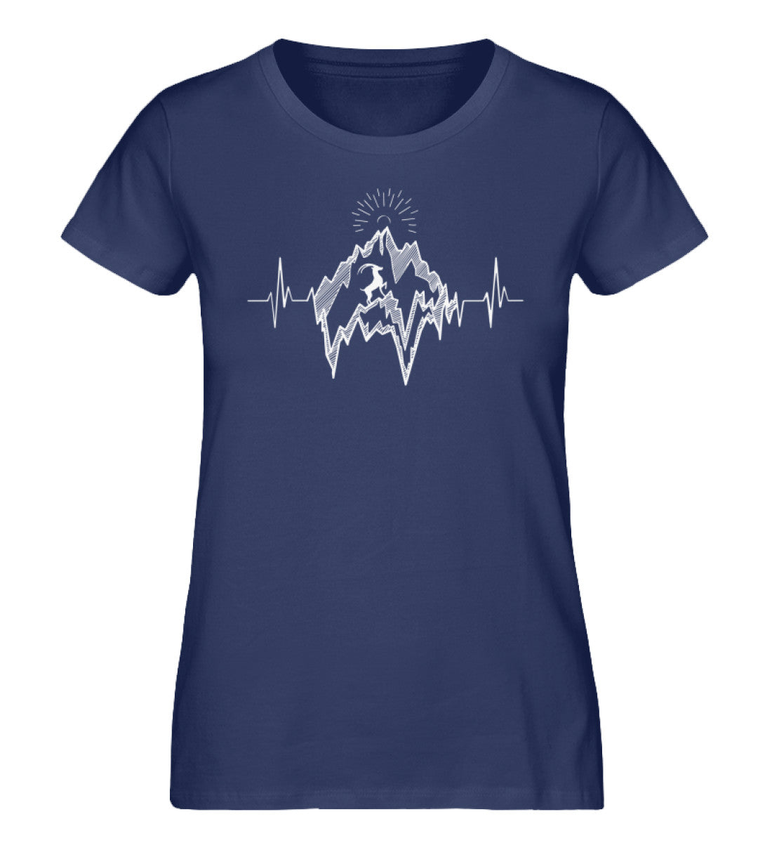 Herzschlag Alpensteinbock - Damen Organic T-Shirt berge Navyblau
