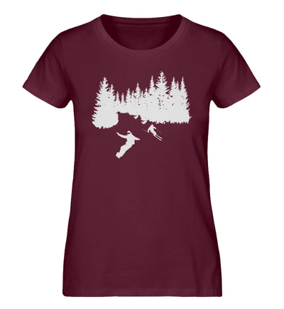 Snowboarder und Skier - Damen Organic T-Shirt ski snowboarden Weinrot