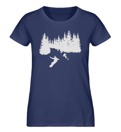 Snowboarder und Skier - Damen Organic T-Shirt ski snowboarden Navyblau