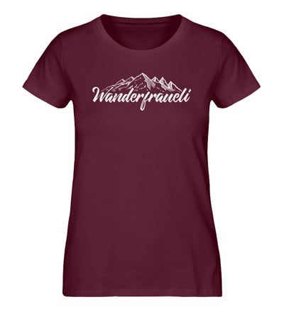 Wanderfraueli - Damen Organic T-Shirt wandern Weinrot