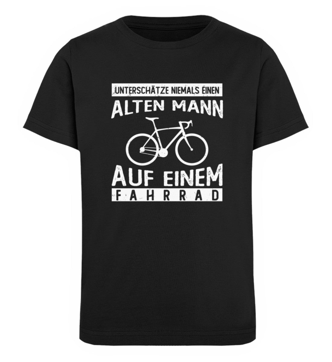 Alter Mann auf einem Fahrrad - Kinder Premium Organic T-Shirt fahrrad Schwarz