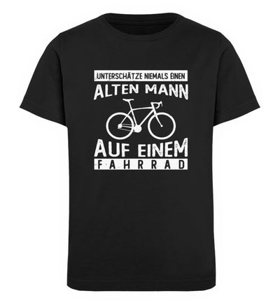 Alter Mann auf einem Fahrrad - Kinder Premium Organic T-Shirt fahrrad Schwarz