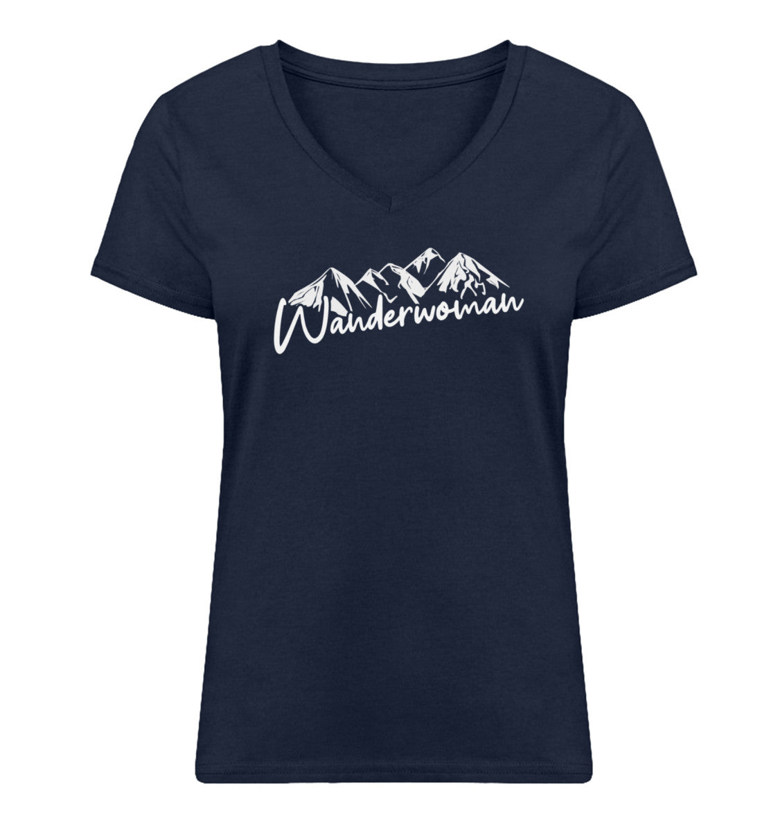 Wanderwoman - Damen Organic V-Neck Shirt Navyblau