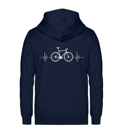 Fahrrad Herzschlag - Unisex Premium Organic Sweatjacke fahrrad mountainbike Navyblau