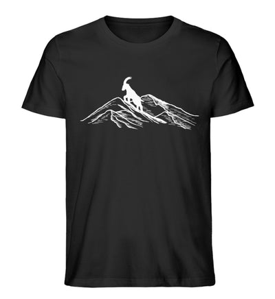 Alpensteinbock auf Berg - Herren Organic T-Shirt berge klettern wandern Schwarz