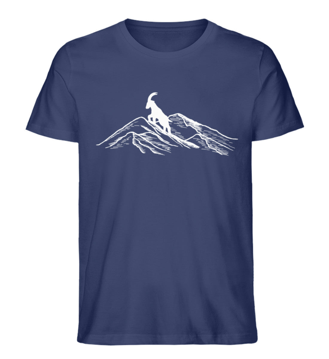 Alpensteinbock auf Berg - Herren Organic T-Shirt berge klettern wandern Navyblau