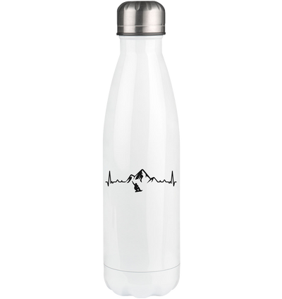 Heartbeat Mountain 1 and Snowboarding - Edelstahl Thermosflasche snowboarden 500ml