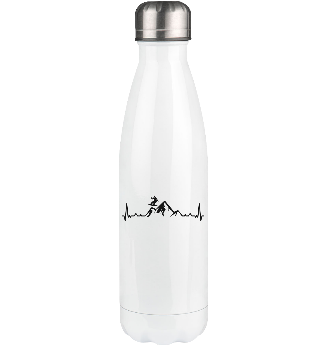 Heartbeat Mountain and Snowboarding - Edelstahl Thermosflasche snowboarden 500ml
