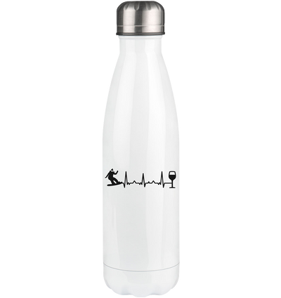 Heartbeat Wine and Snowboarding - Edelstahl Thermosflasche snowboarden 500ml