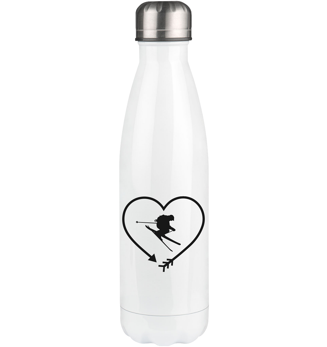 Arrow in Heartshape and Skiing - Edelstahl Thermosflasche klettern ski 500ml