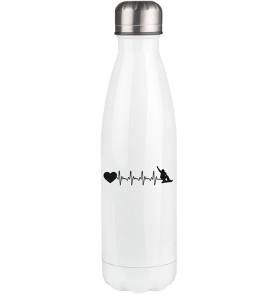Heartbeat Heart and Snowboarding - Edelstahl Thermosflasche snowboarden 500ml