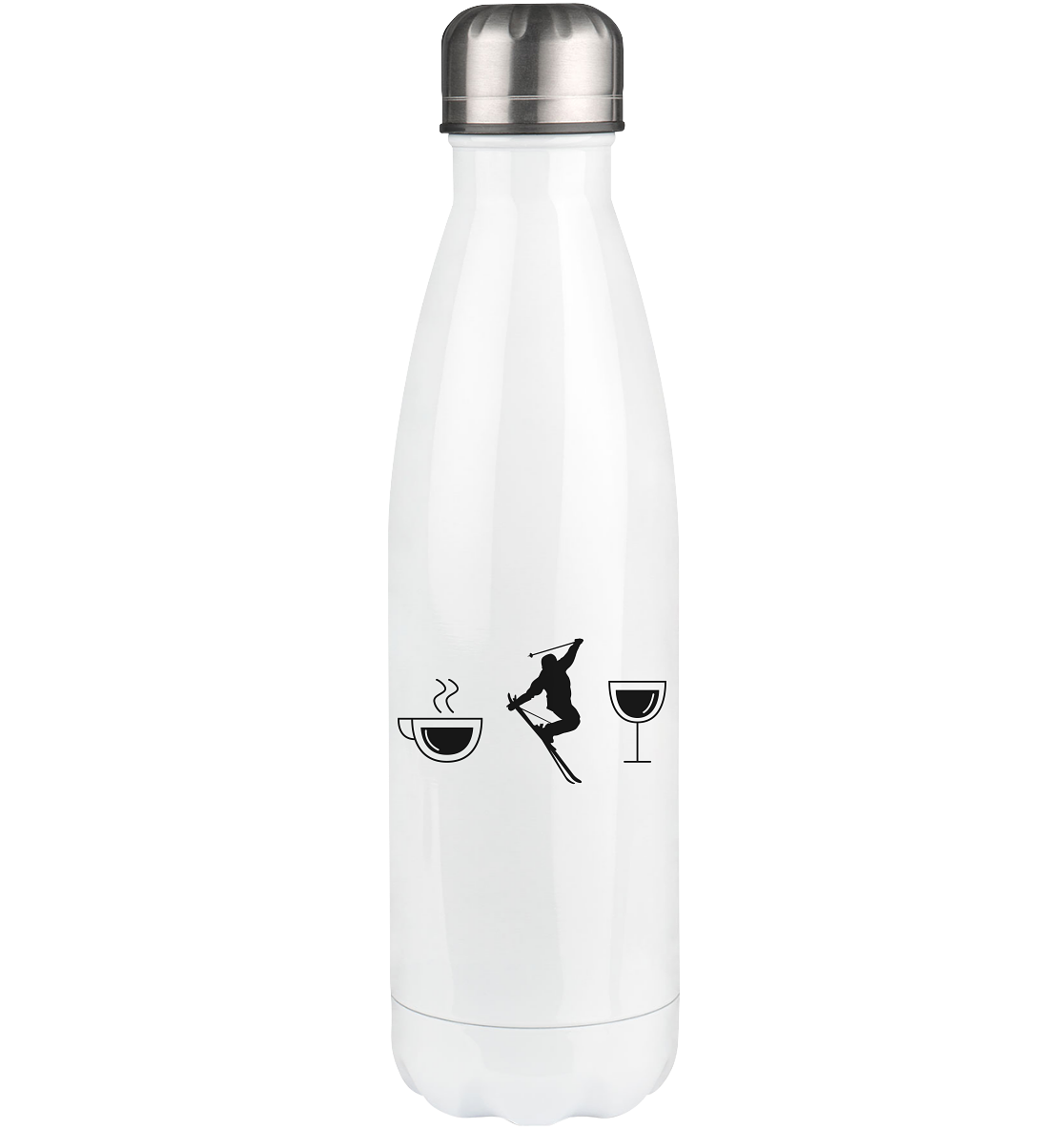 Coffee Wine and Skiing - Edelstahl Thermosflasche klettern ski 500ml