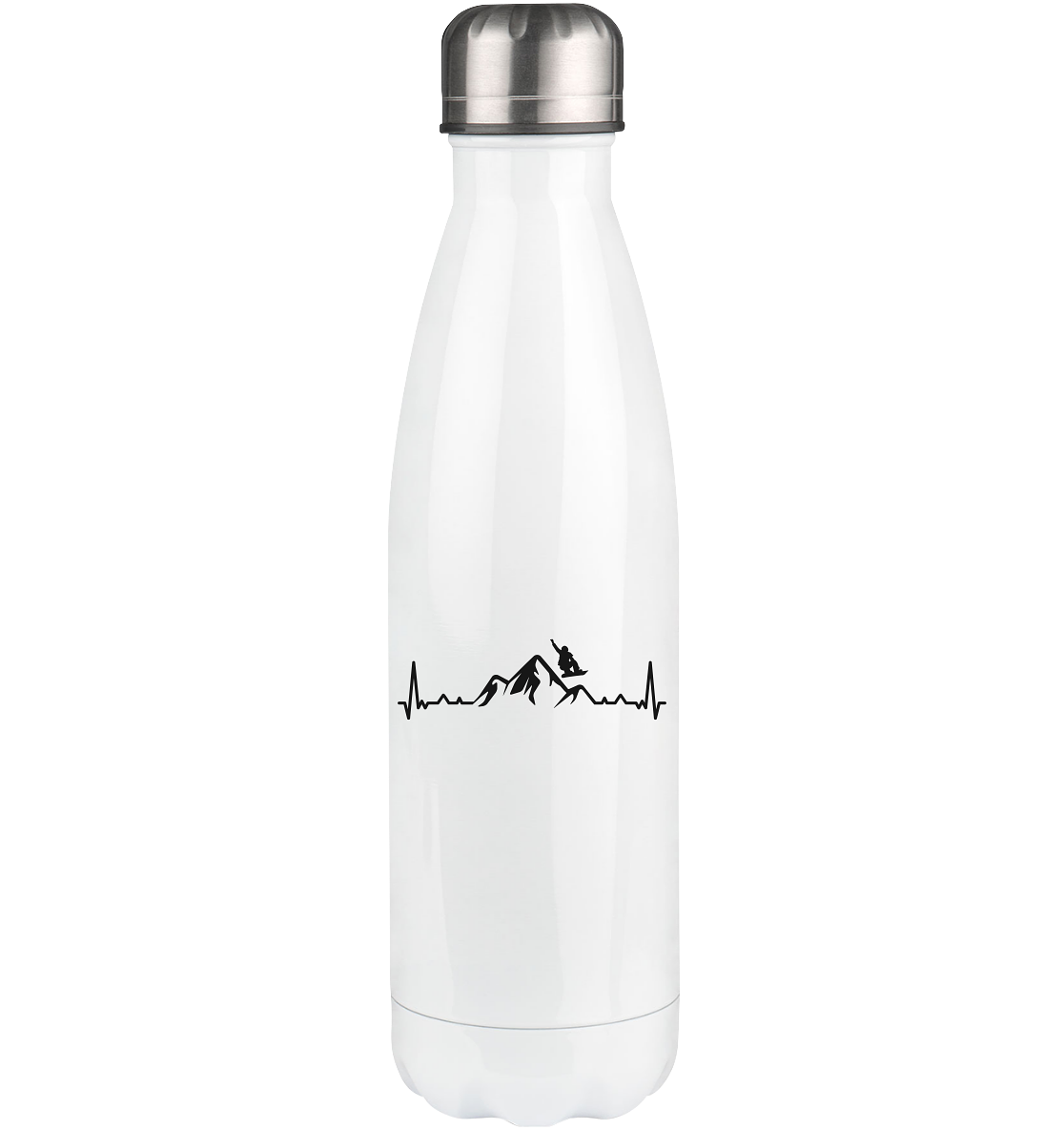 Heartbeat Mountain and Snowboarding - Edelstahl Thermosflasche snowboarden 500ml
