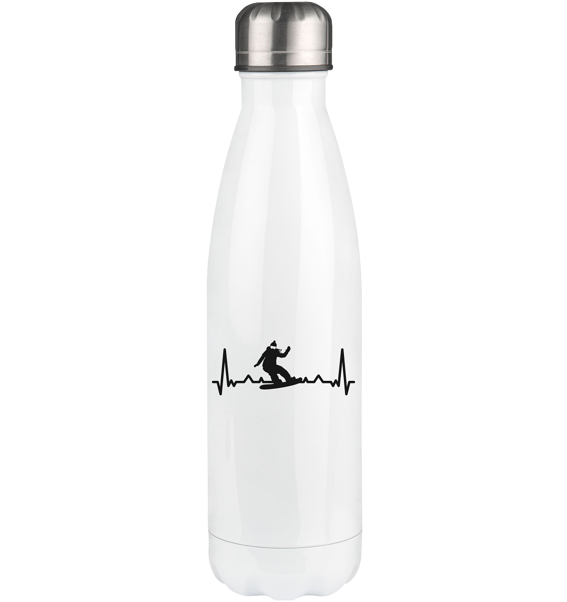Heartbeat and Snowboarding - Edelstahl Thermosflasche snowboarden 500ml
