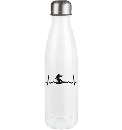 Heartbeat and Snowboarding - Edelstahl Thermosflasche snowboarden 500ml