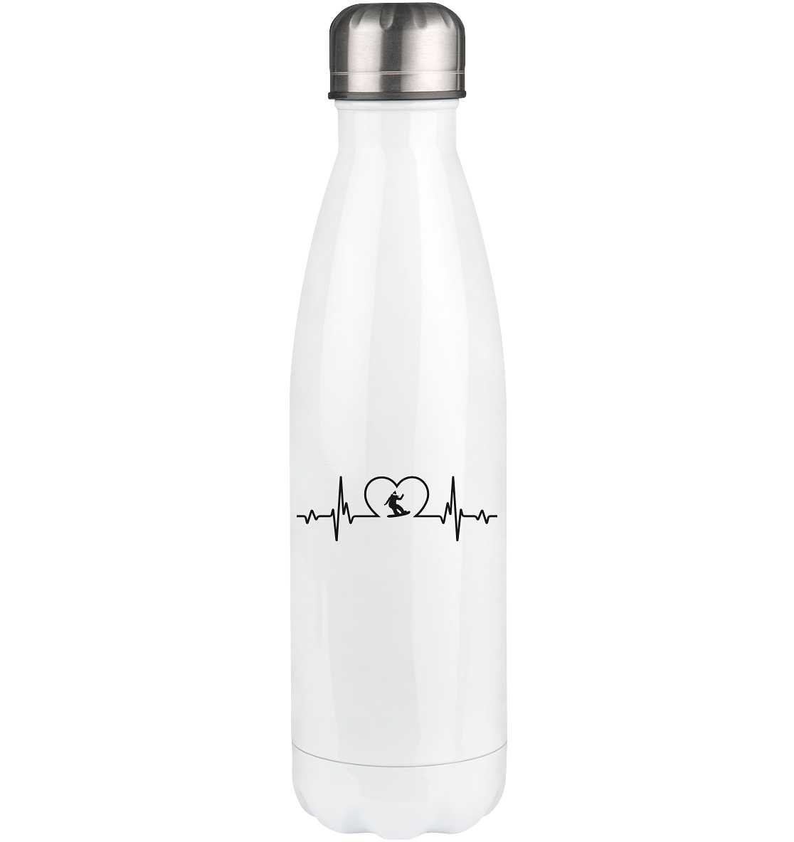 Heartbeat Heart and Snowboarding 1 - Edelstahl Thermosflasche snowboarden 500ml