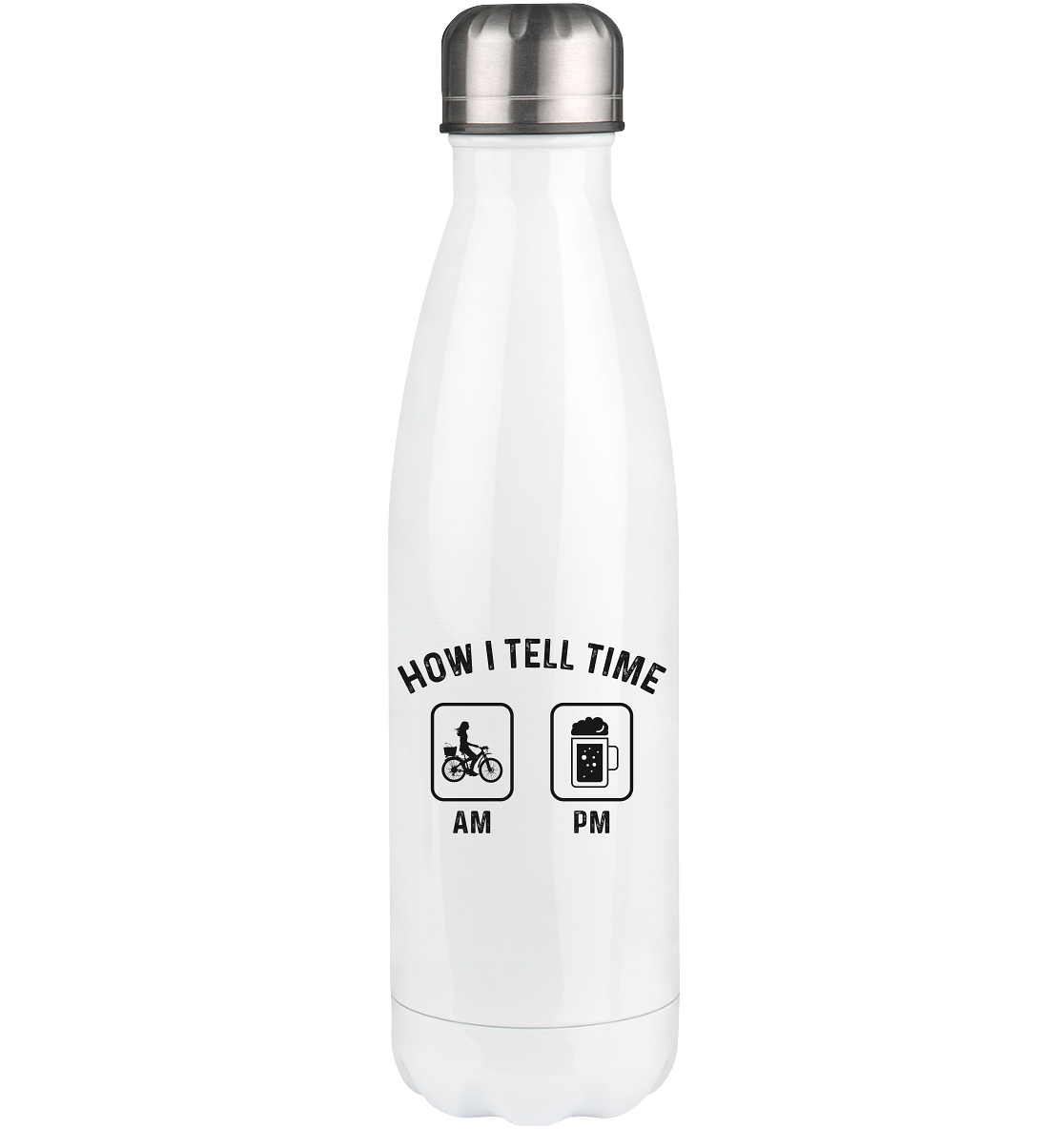 How I Tell Time Am Pm 2 - Edelstahl Thermosflasche fahrrad 500ml