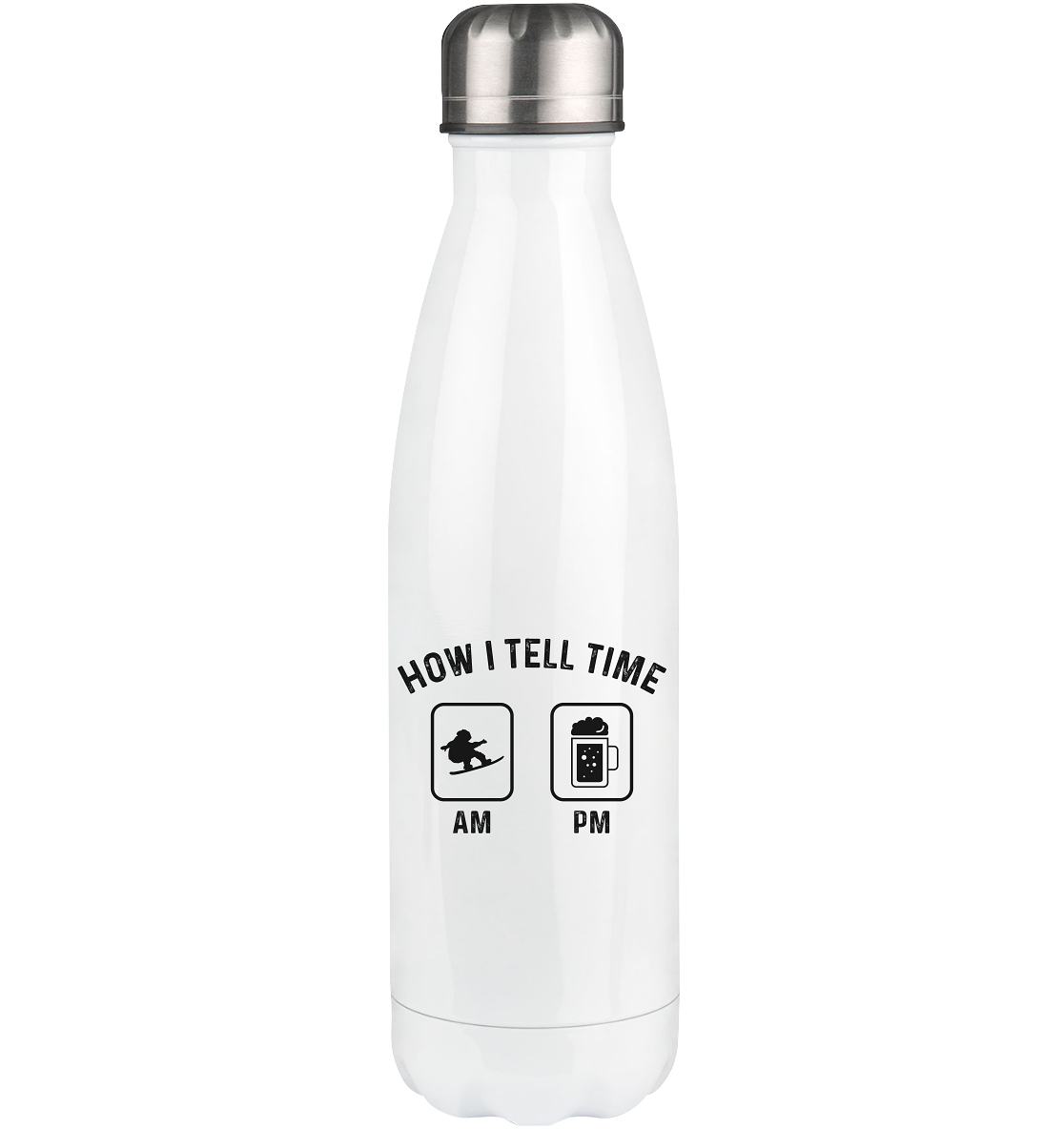 How I Tell Time Am Pm - Edelstahl Thermosflasche snowboarden 500ml
