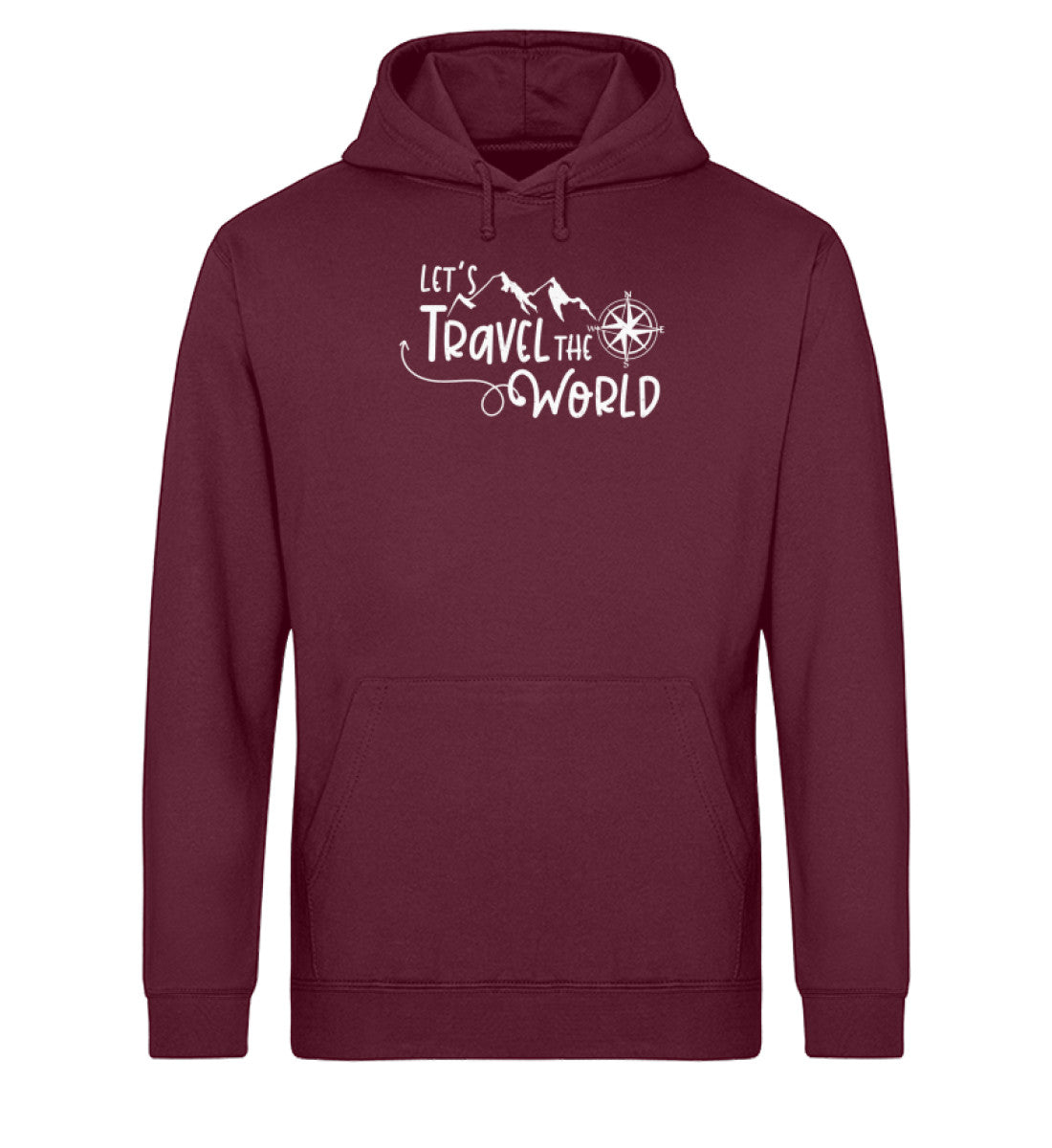 Lets travel the world - Unisex Organic Hoodie camping wandern Weinrot