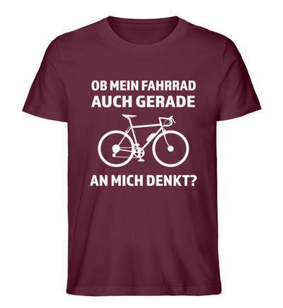 Ob mein Fahrrad gerade an mich denkt- Herren Premium Organic T-Shirt fahrrad Weinrot