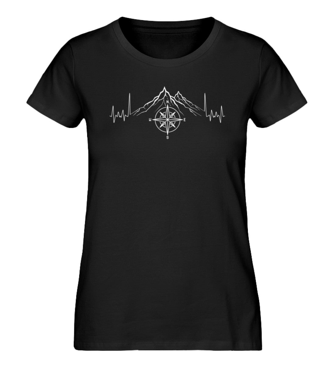 Herzschlag Berge und Kompass - Damen Organic T-Shirt' berge camping klettern wandern Schwarz